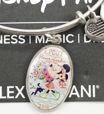 WDW  Alex And Ani Minnie Epcot Flower & Garden Festival Silver Bracelet  SEALED-image
