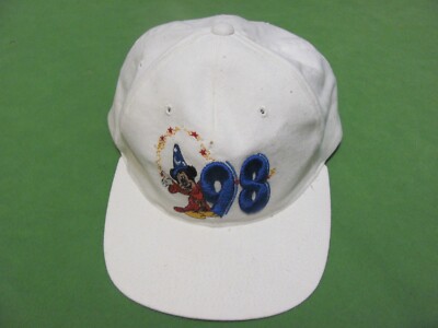 Vintage Walt Disney World 1998 Sorcerer Mickey Fantasia Snapback White Hat/Cap-image