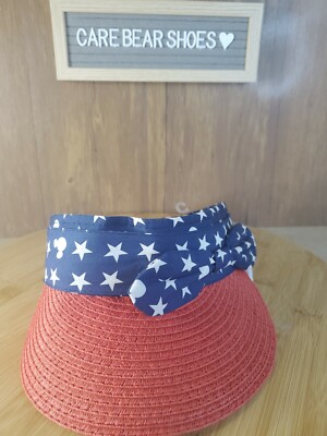 Disney Parks Visor hat bow Americana Hidden Mickey 59cm New July 4th stars beach-image