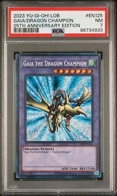 Gaia The Dragon Champion Secret Rare LOB-EN125 25th Anniversary Yugioh PSA 7-image