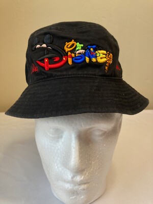 Vintage Walt Disney World Youth Embroidered Hat Bucket List Cap Cotton Black-image