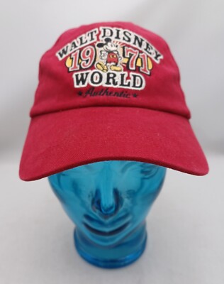 Walt Disney World Parks Hat Micky Mouse 1971 Red Adjustable Strap Authentic Cap-image