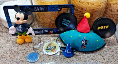 Disney Parks 2017 Happy Birthday Mickey Mouse Ears Hat set 6 items-image