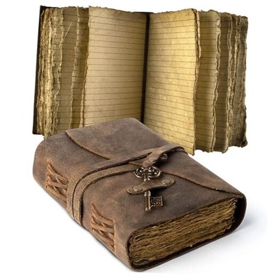 Vintage Leather Journal Lined Pages with Key - Antique 7