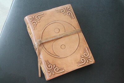 YinYang Brown Leather Journal for Travel Women Handcrafted heavy Cotton paper-image