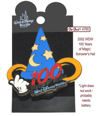 Walt Disney World 100 Years of Magic Sorcerer's Hat WDW Pin - does not light up-image