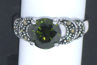 NEW Arribas Brothers ✿ Olive CZ Marcasite Ring Disney World Authentic Size 5-image