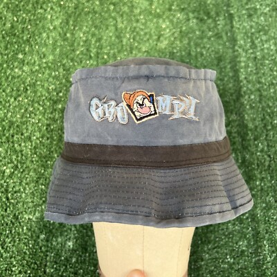 Vintage 90s Adult Walt Disney World Grumpy Blue Bucket Hat OSFA Seven Dwarves-image