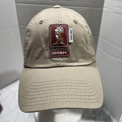 Walt Disney World Grumpy Hat Patch Logo Beige Adjustable Strap Snow White-image