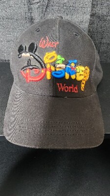 Walt Disney World Character Lettering Embroidered Black Baseball Strap Back Hat-image