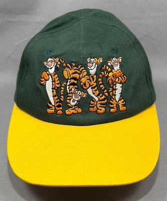 Vtg Disney Tigger Strap Back Hat Cap Green Winnie The Pooh Theme Park Youth Kids-image