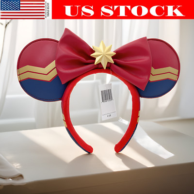 Disney Parks Ears Red Bow Comics Carol Danver Captain Marvel Headband US-image