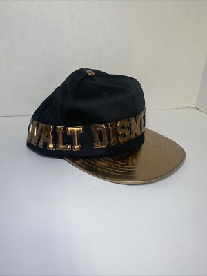  Walt Disney World Black Cap in GOLD raised Lettering Snapback Hat  - Adult-NEW-image
