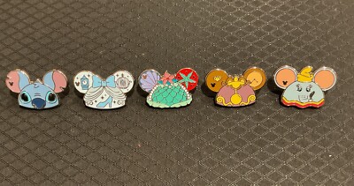 Disney World WDW 2024 Hidden Mickey 5 Pin Set Ear Hats Ariel Stitch Authentic-image