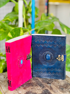 Goat Handmade Inspire Leather Journal one size With Stone journal-image