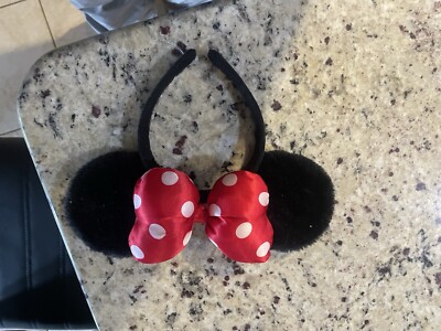 US Disney·Parks MINNIE MOUSE EARS Red Polka Dot Bow Puffy Satin Classic Headband-image