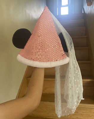Vintage WDW Walt Disney World Minnie Mouse Pink Sequin Sorcerer Princess Hat-image