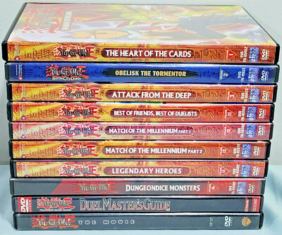 10 Lot Yu-Gi-Oh! YuGiOh DVDs Vol 1, 3, 11-13, 15, 16, Movie, Duel Master's Guide-image