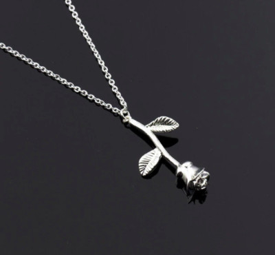 SILVER PL BEAUTY AND THE BEAST NECKLACE WALT DISNEY WORLD LAND JEWELRY BELLE -image