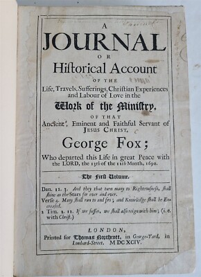1694 George Fox's Journal antique FOLIO Account of Life Travels Sufferings-image