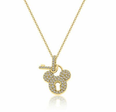 Disney Necklace  Mickey Sterling Silver Lock And Key Disney Designer Collection-image