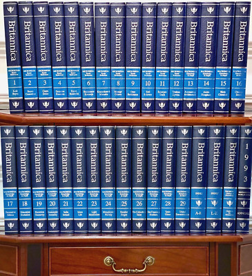 Encyclopedia Britannica 15th Edition 1993 Complete Blue Leather Set 33 Books-image