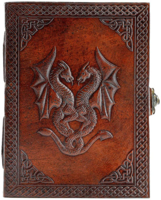 Hndmde Lether Double Drgon Journl/Writing Notebook Diry/Bound Dily Notepd for Me-image