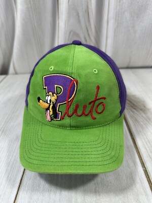 Vtg Walt Disney World Pluto Embroidered Adult Hat Purple Green Adjustable-image