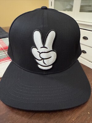Disney Parks Disney World Mickey Mouse Peace Sign Baseball Hat Adult Black White-image