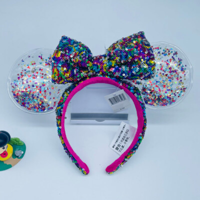 Rainbow Minnie Ears Confetti Disney Parks Mickey Star Sparkle Headband-image