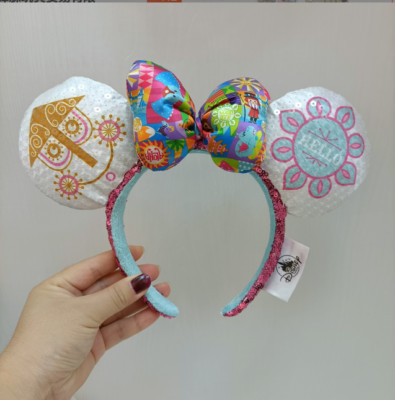 New Disney* Park it's a small world Clock Minnie Ears Mickey Bow Sequin Headband-image