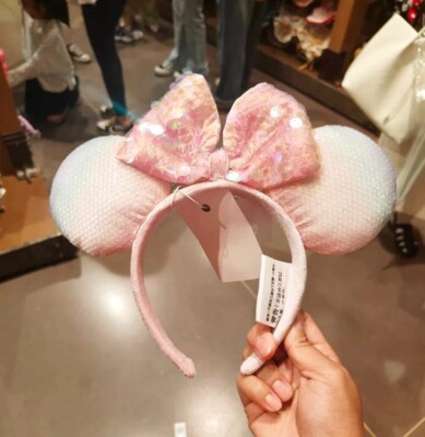 Disney Parks Little Mermaid Ariel PINK Iridescent Minnie Mouse Ears Headband-image