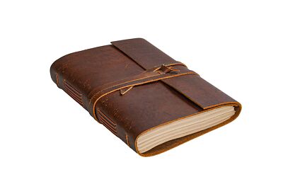 Leather Journal Notebook - Rustic Handmade Vintage Leather Bound Journals for...-image
