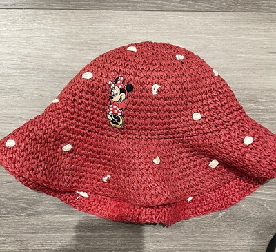 Disneyland Resort Minnie Mouse Red And White Straw Paper Floppy Hat Disney Park-image