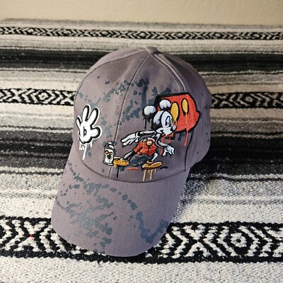 Walt Disney World Mickey Hat Cap Fitted Adult Disneyland Resort Graffiti Gray-image