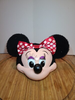 Vintage 90s Walt Disney World Minnie Mouse Hat With Ears Black Felt Cap USA Snap-image