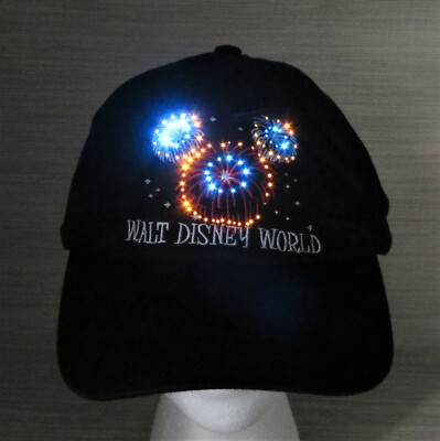Walt Disney World BLACK Light Up Flashing Firework Display HAT CAP Adjustable Sz-image