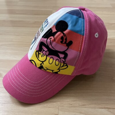 Disney Parks Walt Disney World 1971 Pink Rainbow Strapback Cap Hat-image