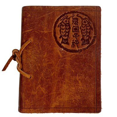 Handcrafted Embossed Leather Bound Journal Notebook Unlined Stamped Pages Mini-image