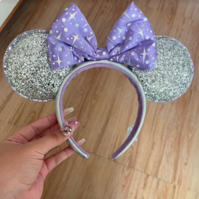 Disney‘ Parks TOMORROWLAND Silver Minnie Mouse Ears Headband-image