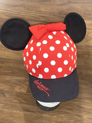 Walt Disney World Kids Minnie Mouse Ears Bow Cap Hat Adjustable Polka Dots-image