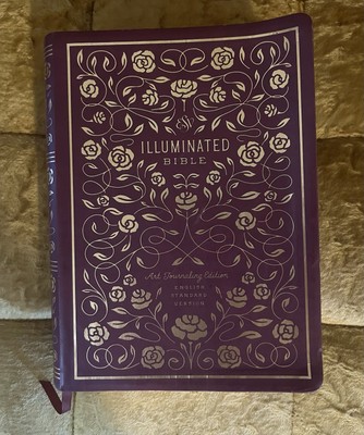 ESV Illuminated Bible, Art Journaling Edition, Burgundy Leather, Wide Margins-image