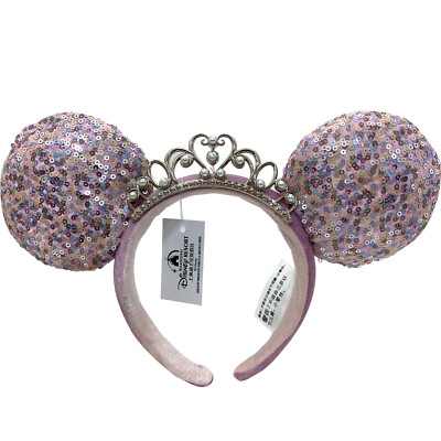 2022 Headband Minnie Mouse Disney Parks Tiara Sequin Princess Crown Ears Pink-image