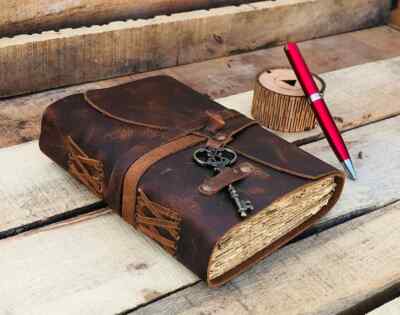 Handmade Deckle Edge Paper Leather Journal Leather Bound Journal Book of Shadows-image