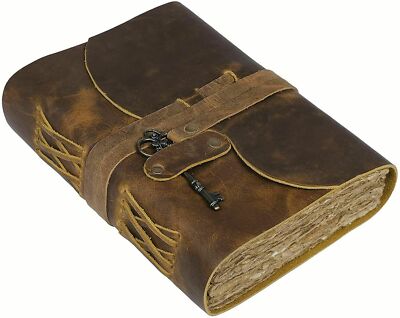 Handmade Leather Journal Notebook Bound Writing Diary Sketch Deckle Book New-image
