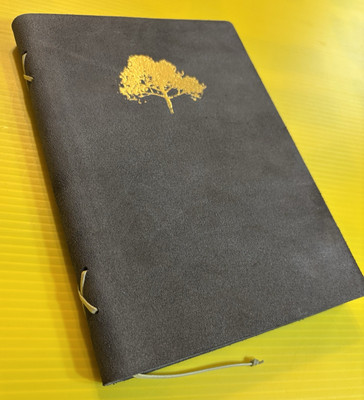 NEW Gold Embossed Leather Bound Blank Woodstock Tree Journal B&N Florence Italy-image
