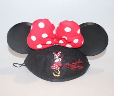 Disney Parks Love and Kisses Minnie Mouse Ears Red Bow Hat Youth-image