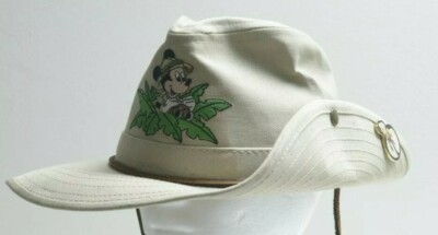 Vintage Walt Disney World Mickey Mouse Animal Kingdom Safari Hat Small USA + PIN-image