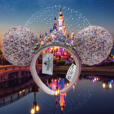 Disney- Tiara Sequin Crown Headband Minnie Mouse Ears Pink Princess DisneyParks-image