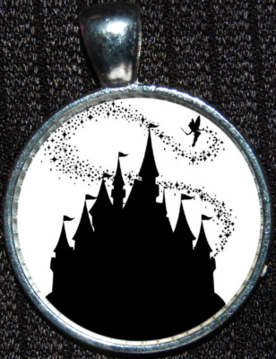 Disneyland Walt Disney World Castle Silhouette Silver Jewelry Pendant Necklace-image